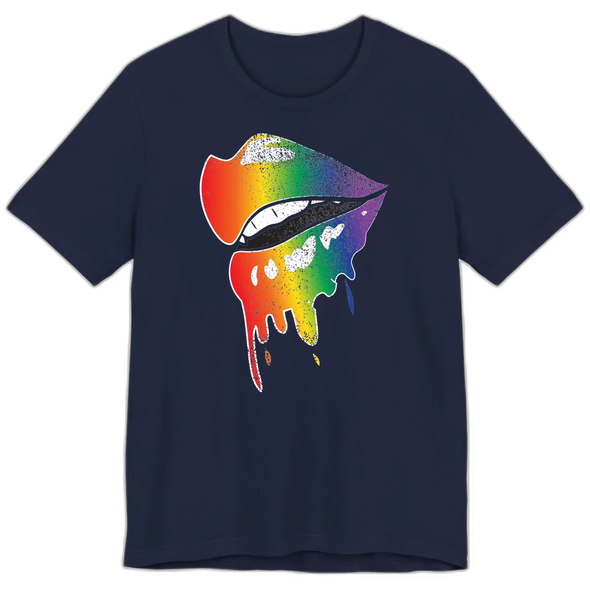 Rainbow Fish Pride Portrait Premium T-Shirt in Navy
