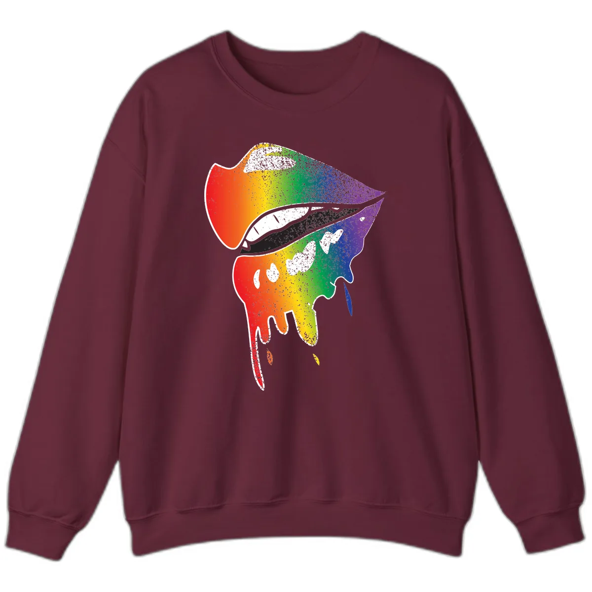 Rainbow Fish Pride Portrait Sweatshirt in Maroon