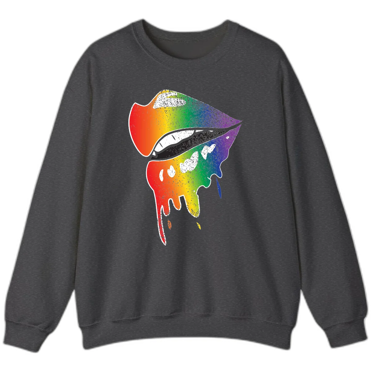 Rainbow Fish Pride Portrait Sweatshirt in Dark Heather