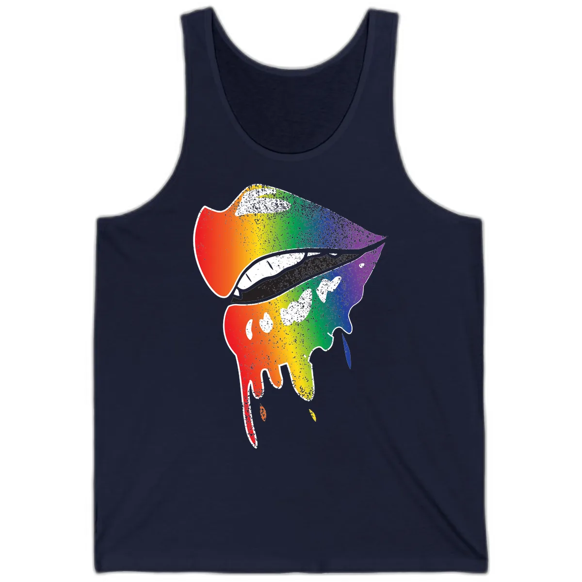Rainbow Fish Pride Portrait Tank in Navy