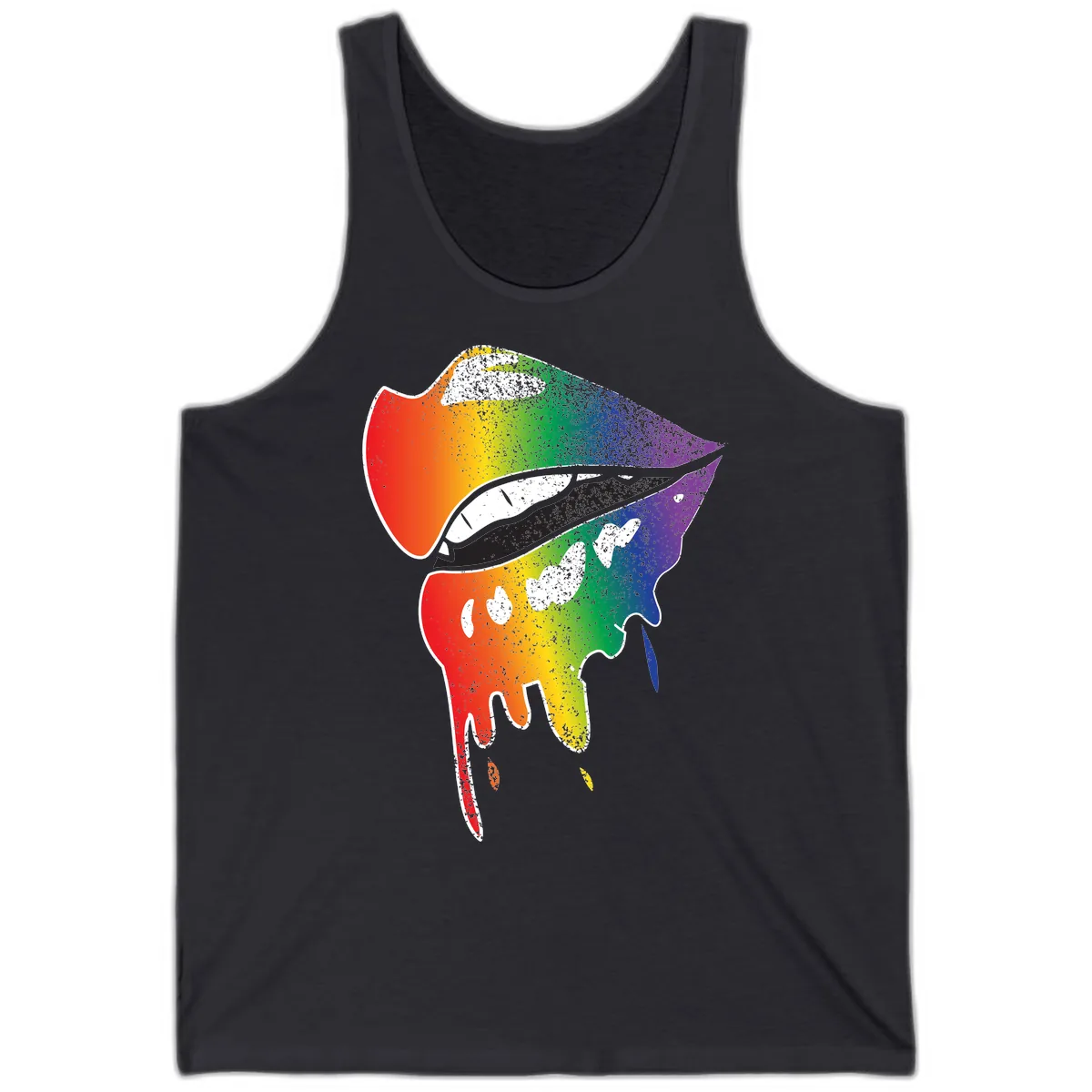 Rainbow Fish Pride Portrait Tank in Dark Grey