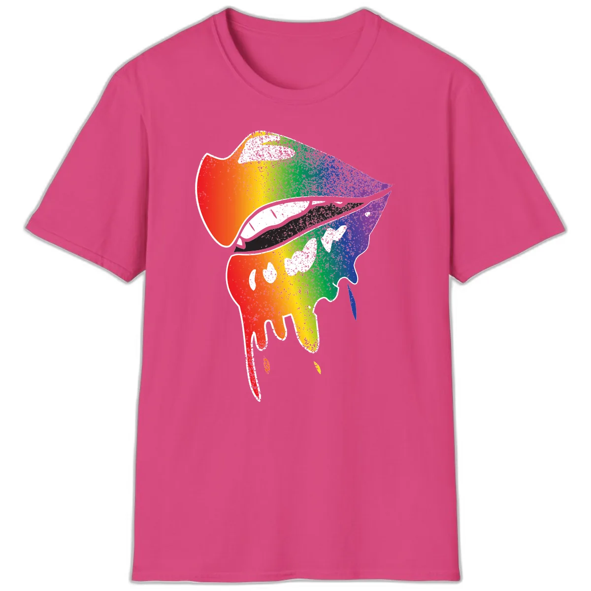 Rainbow Fish Pride Portrait T-Shirt in Heliconia