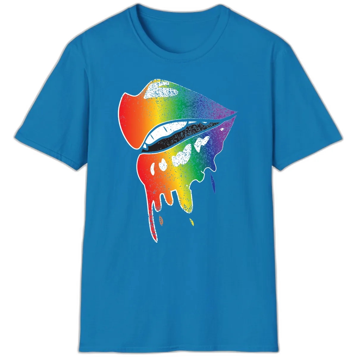 Rainbow Fish Pride Portrait T-Shirt in Sapphire
