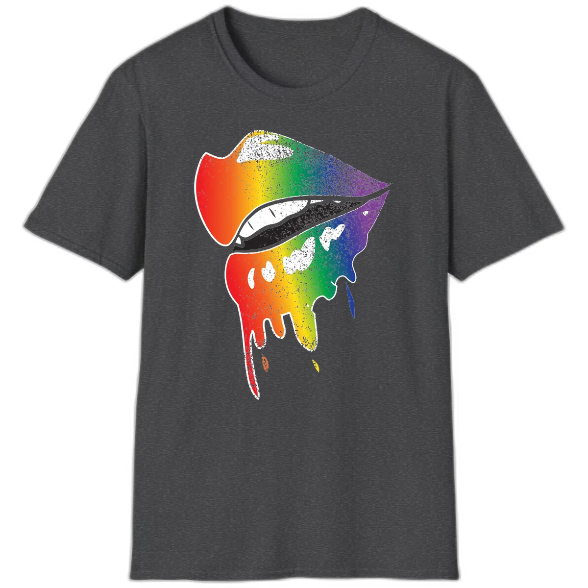 Rainbow Fish Pride Portrait T-Shirt in Dark Heather