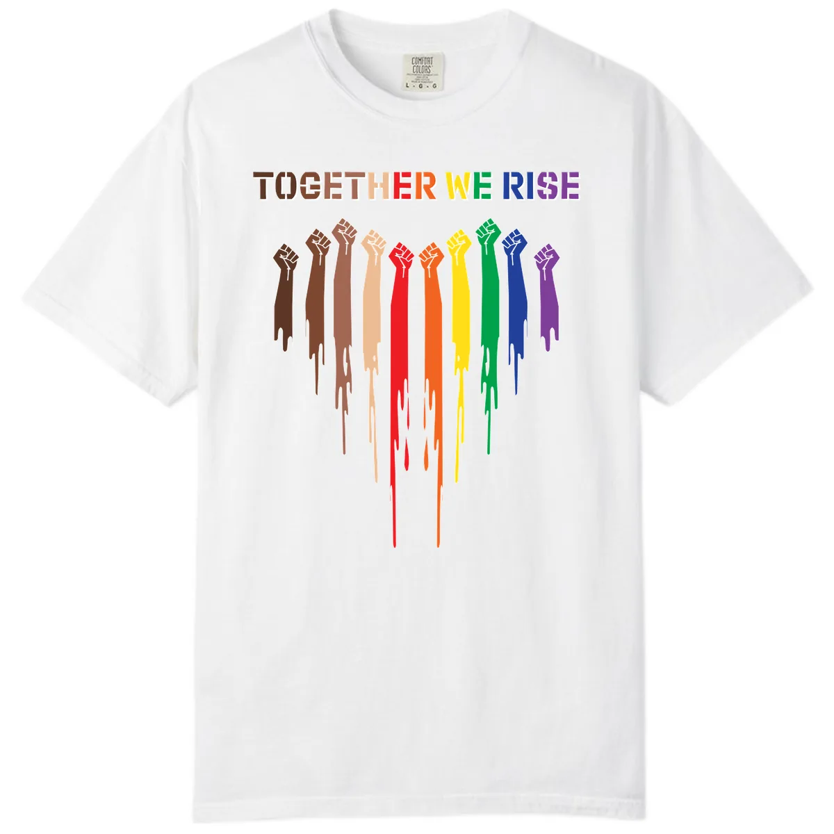 Together We Rise Unity Fists Comfort Color in White