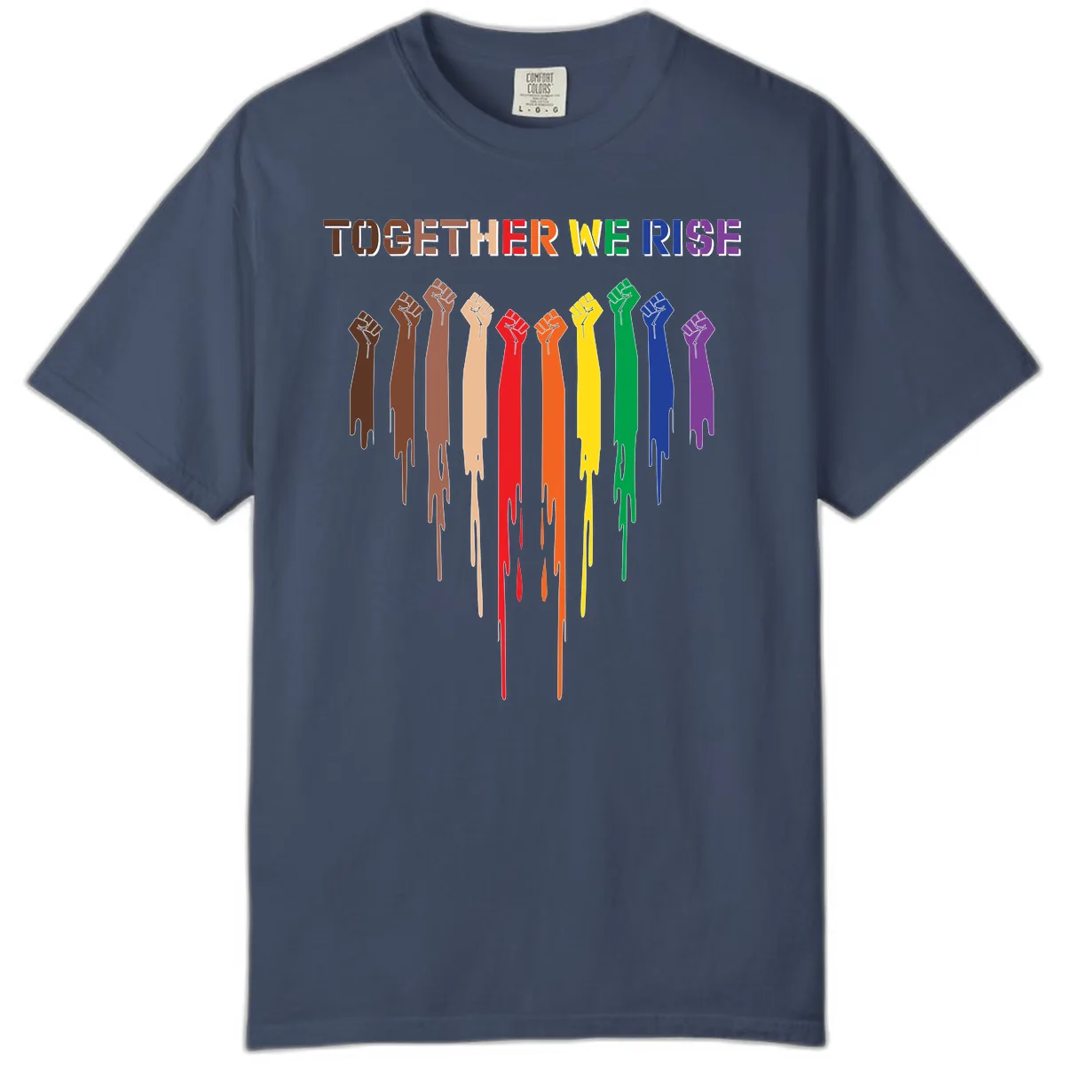 Together We Rise Unity Fists Comfort Color in Midnight