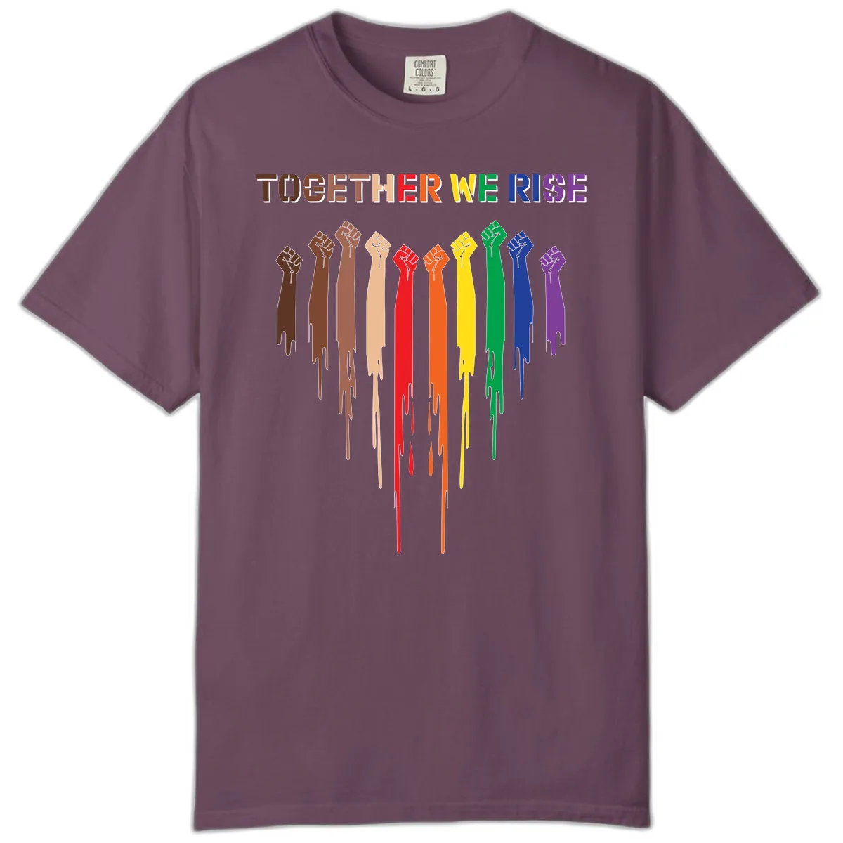 Together We Rise Unity Fists Comfort Color in Berry
