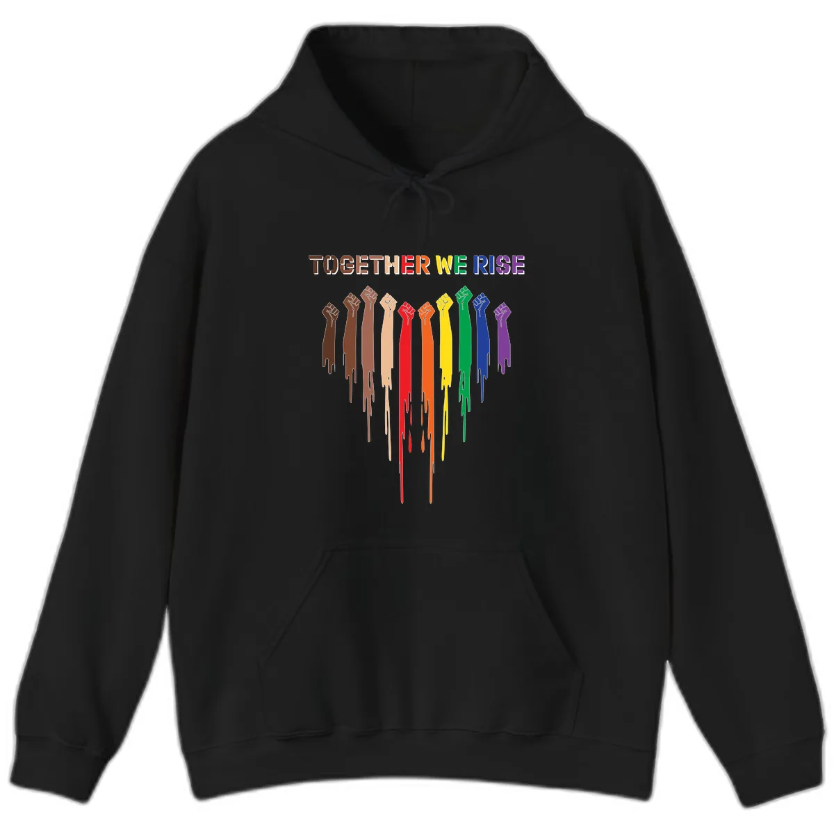 Together We Rise Unity Fists Hoodie in Black