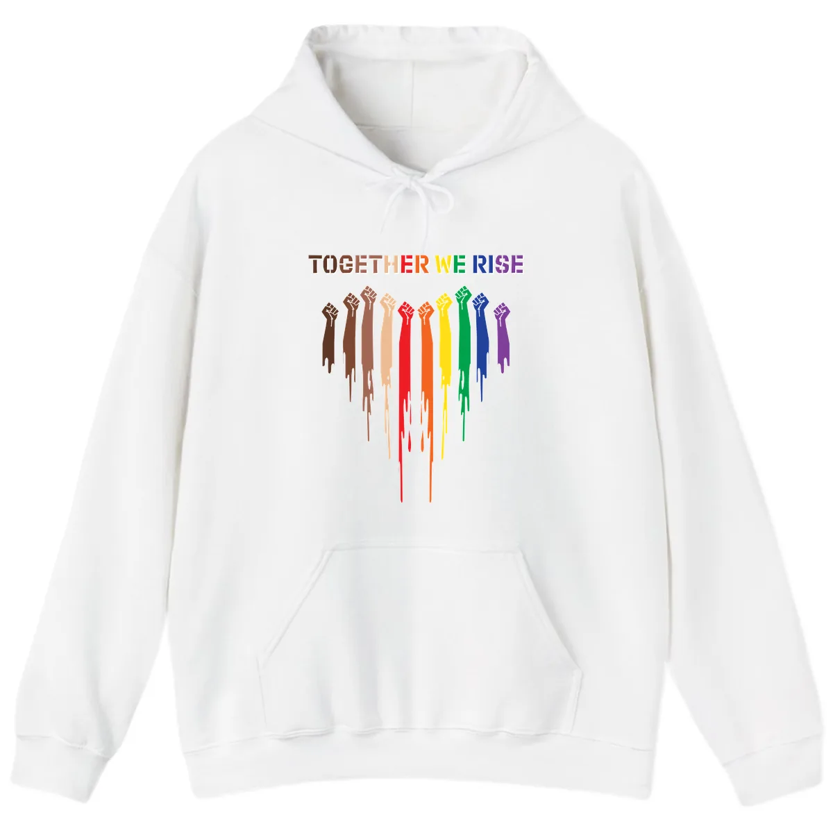 Together We Rise Unity Fists Hoodie in White