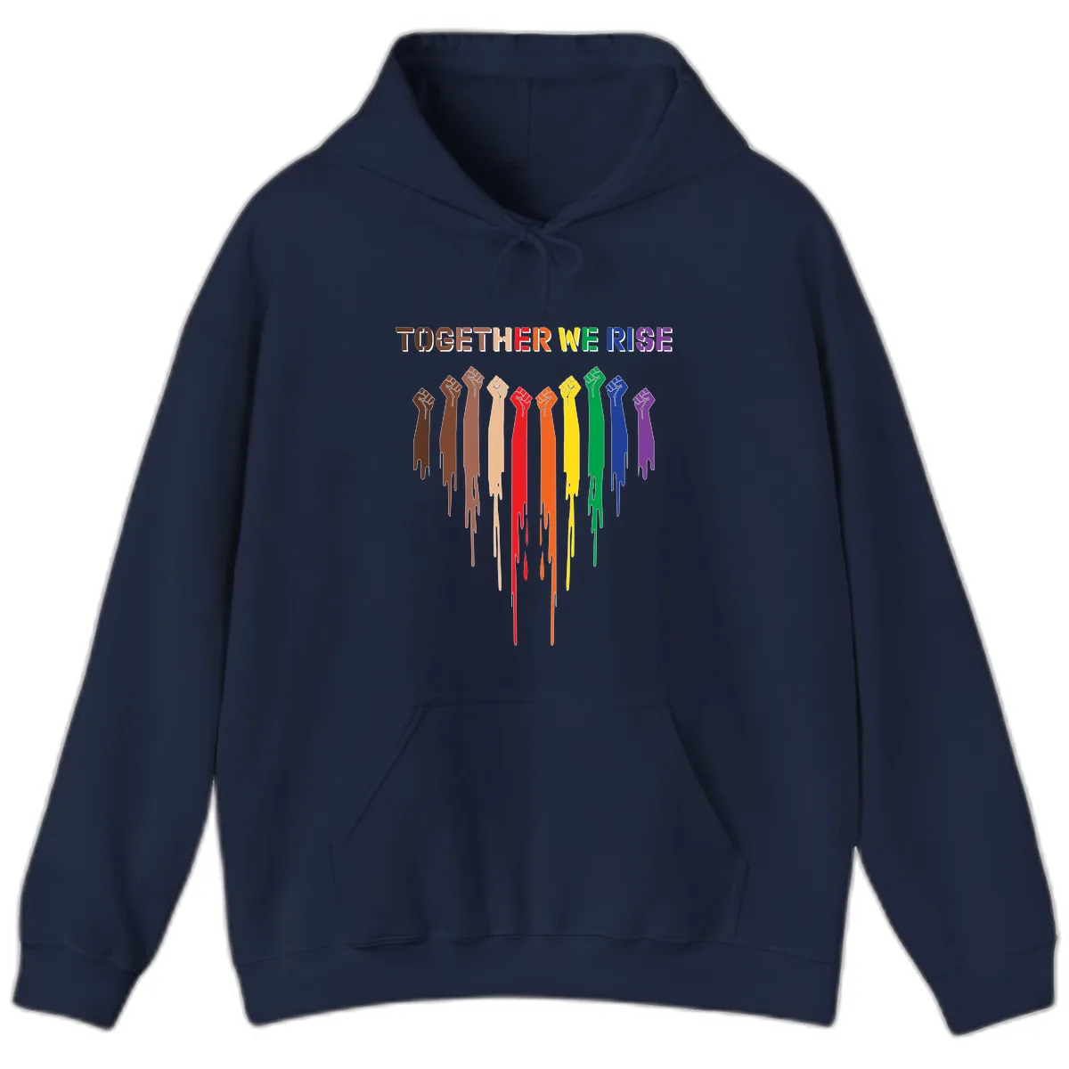 Together We Rise Unity Fists Hoodie in Navy