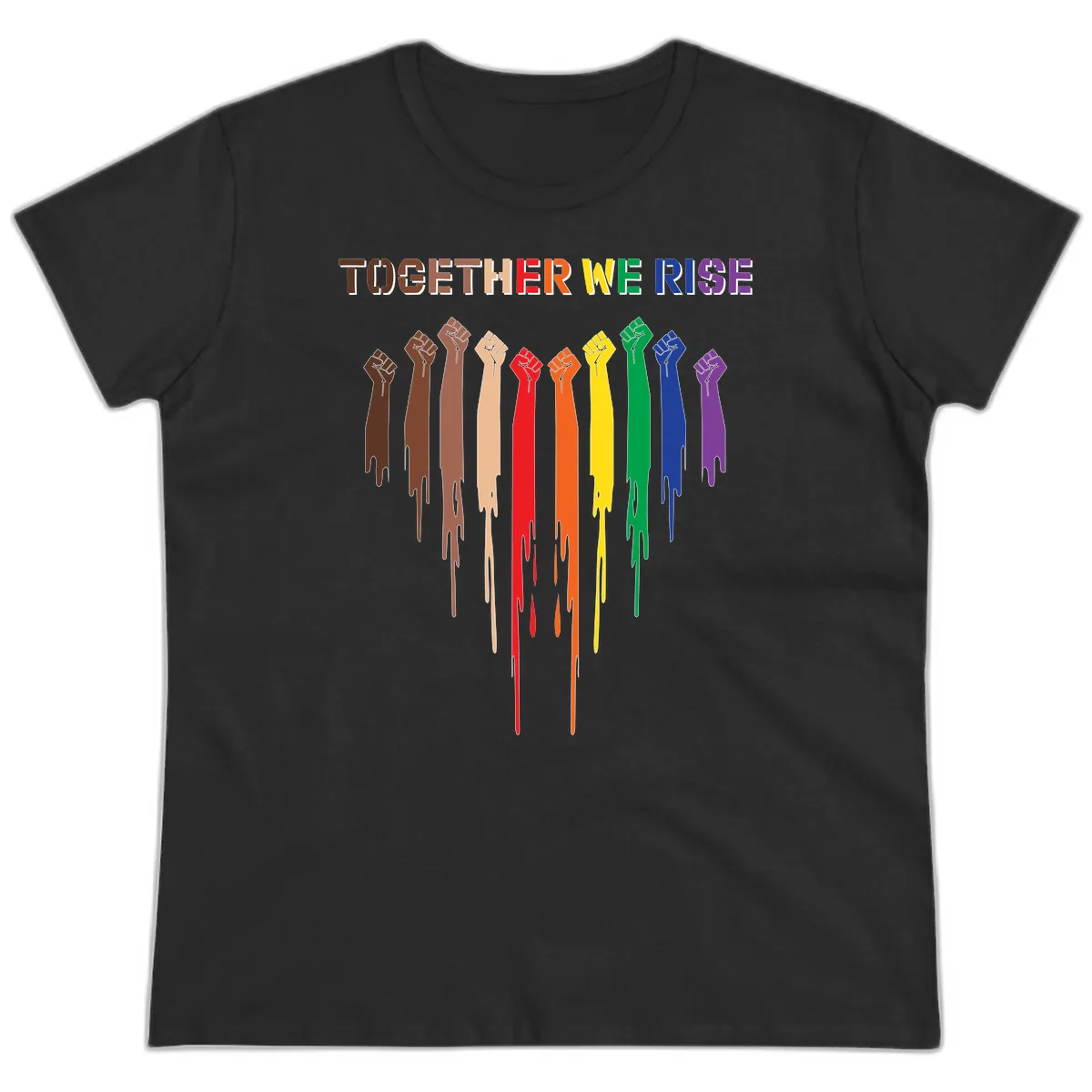 Together We Rise Unity Fists Ladies Tee in Black