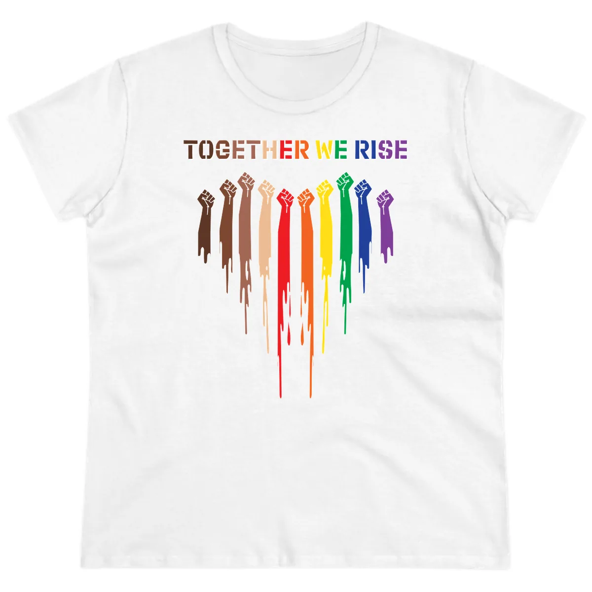 Together We Rise Unity Fists Ladies Tee in White