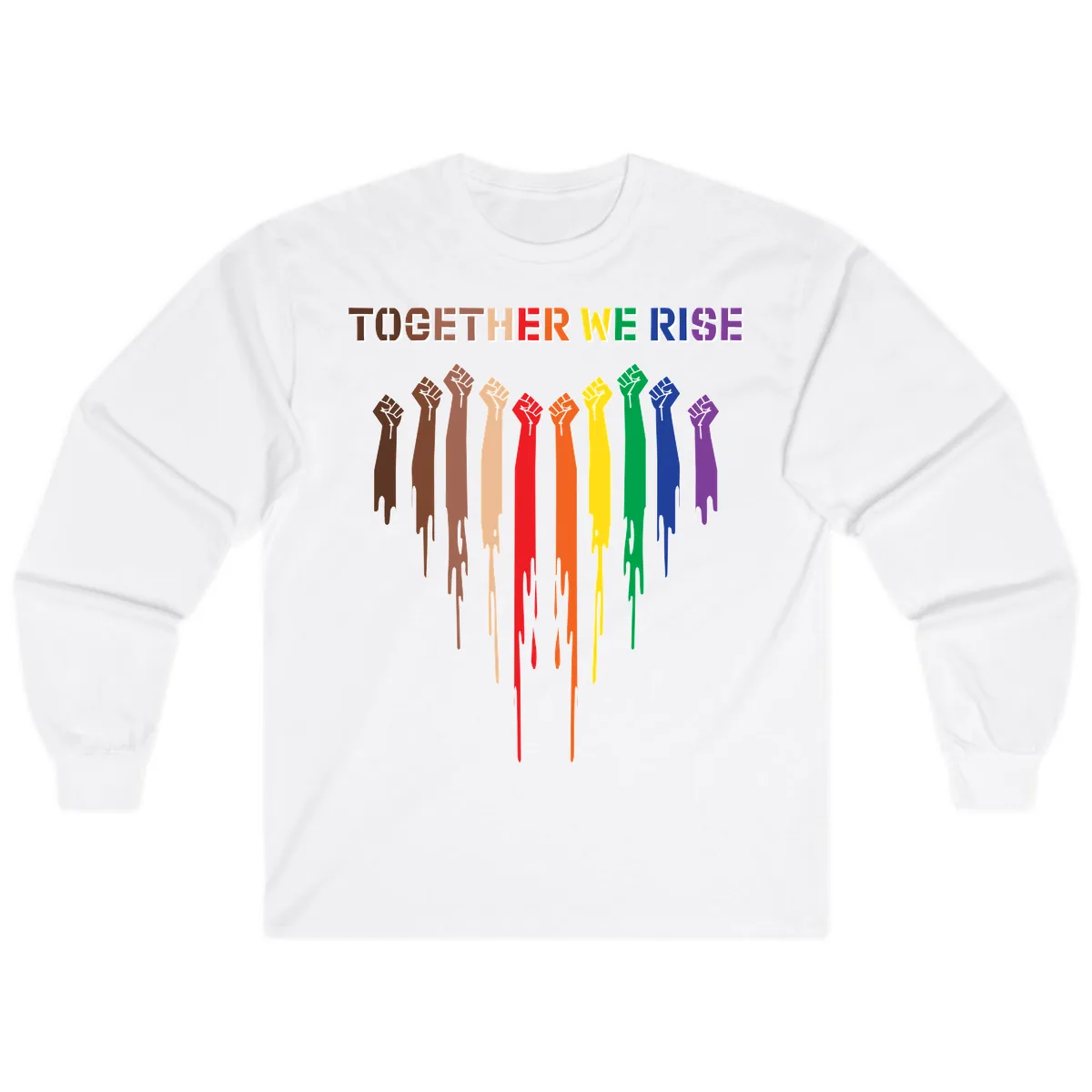 Together We Rise Unity Fists Long Sleeve in White