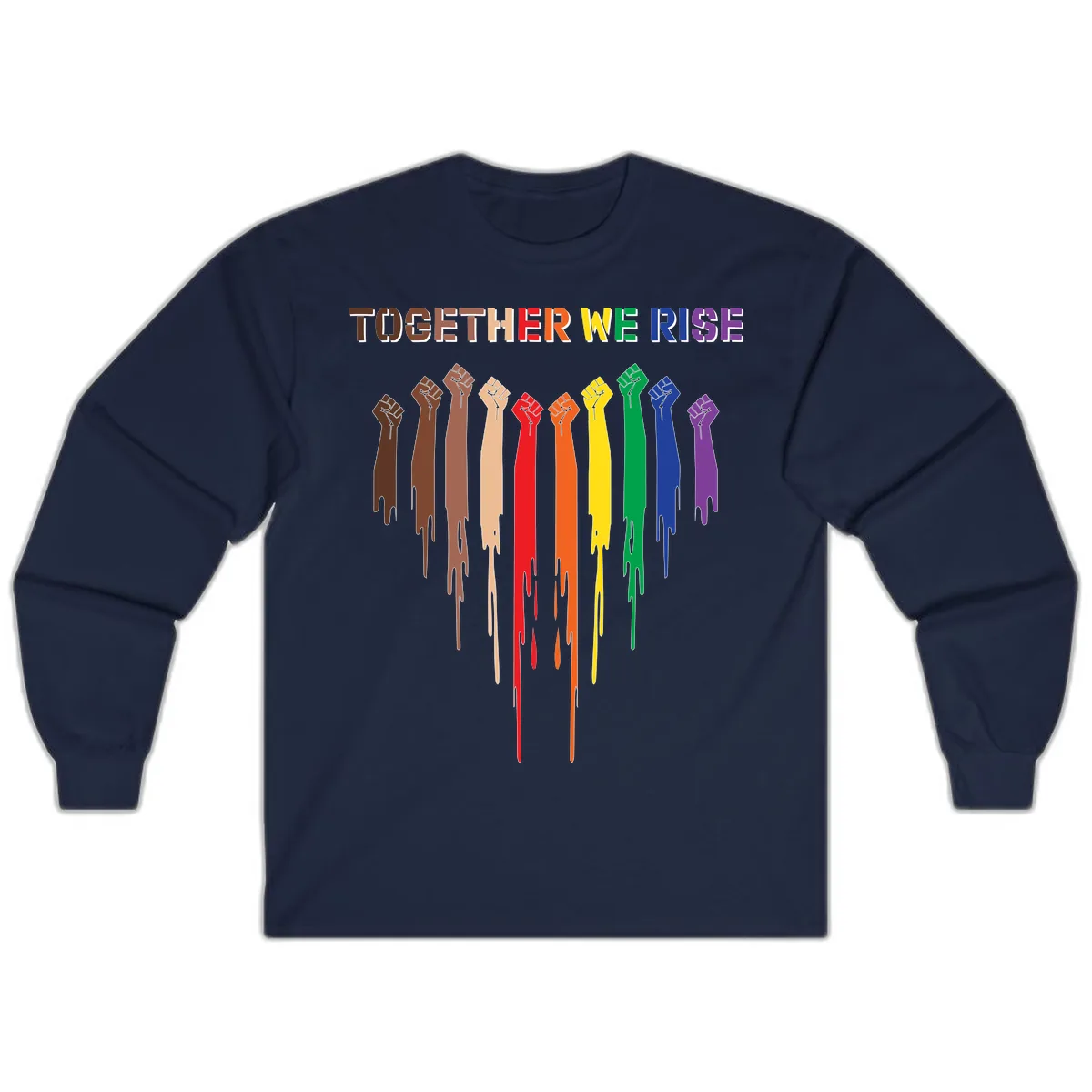Together We Rise Unity Fists Long Sleeve in Navy