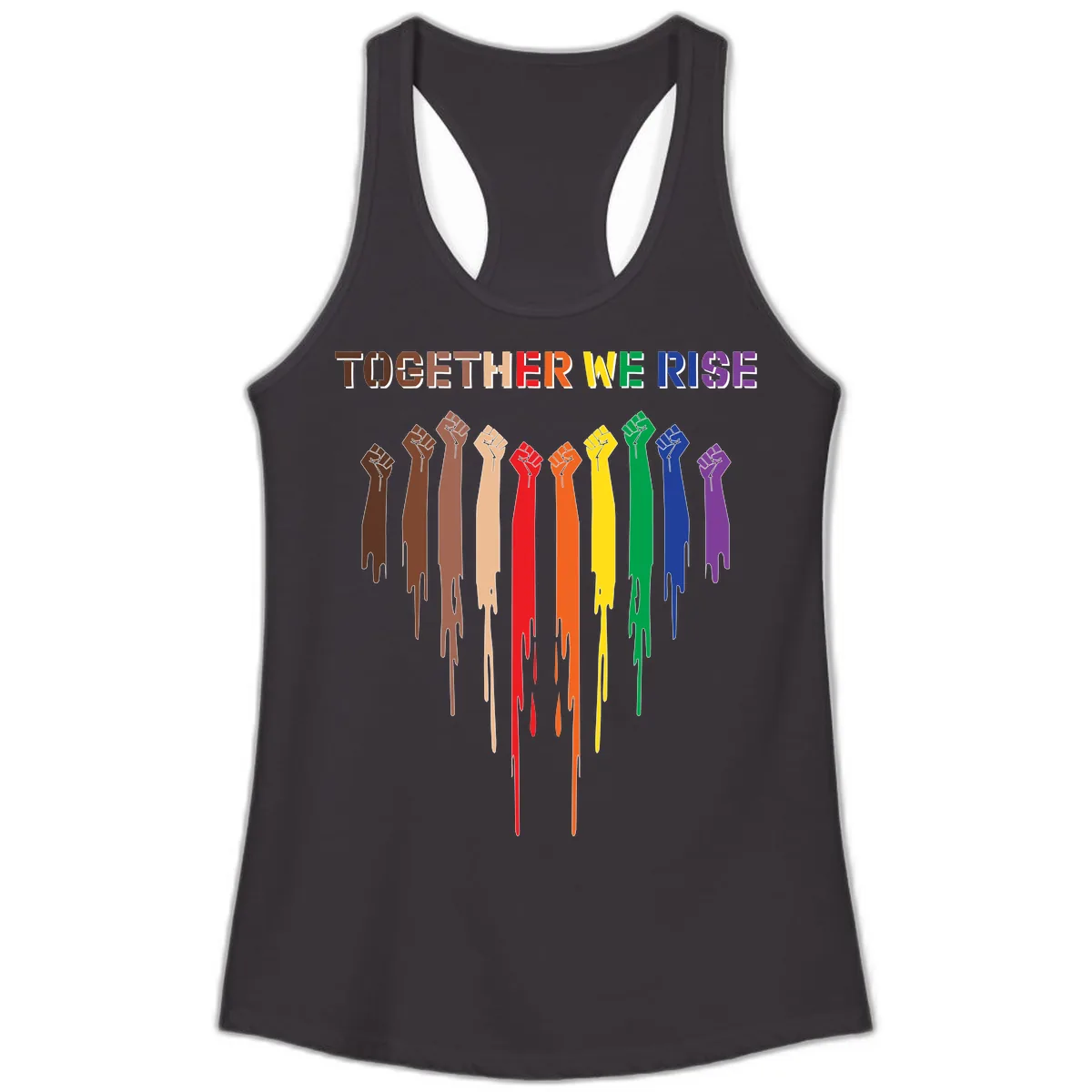 Together We Rise Unity Fists Ladies Tank in Black