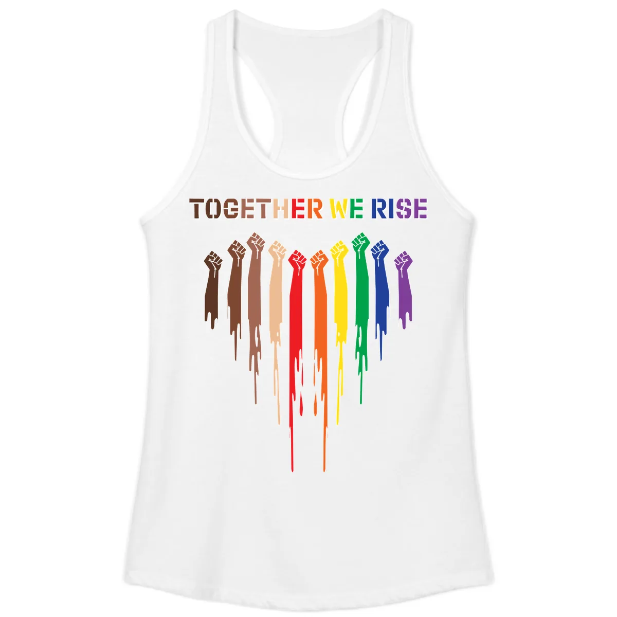 Together We Rise Unity Fists Ladies Tank in White