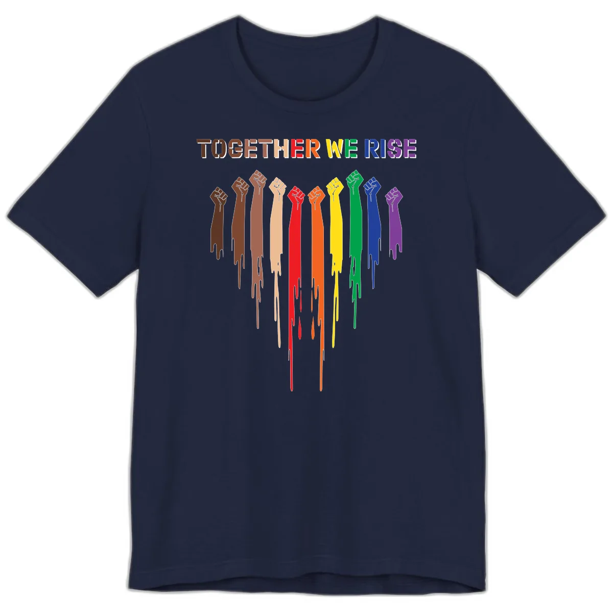 Together We Rise Unity Fists Premium T-Shirt in Navy