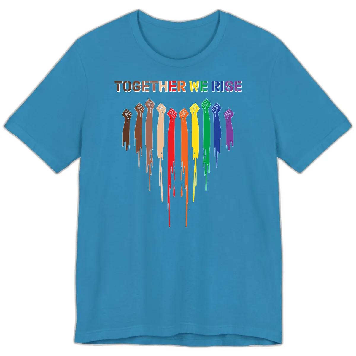 Together We Rise Unity Fists Premium T-Shirt in Aqua