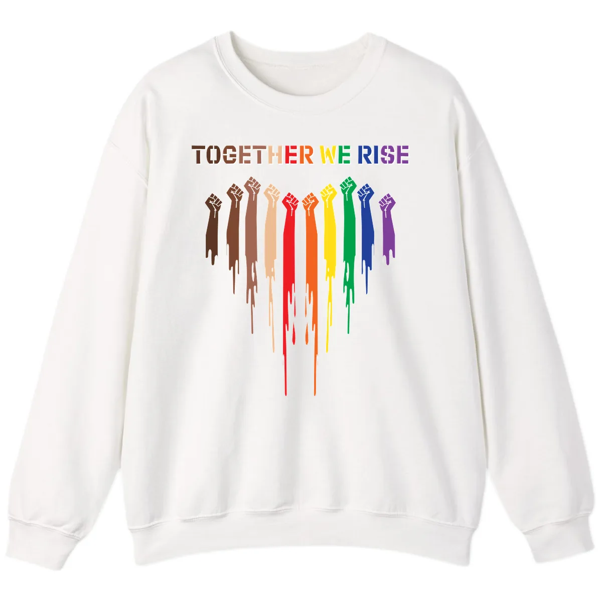 Together We Rise Unity Fists Sweatshirt in White
