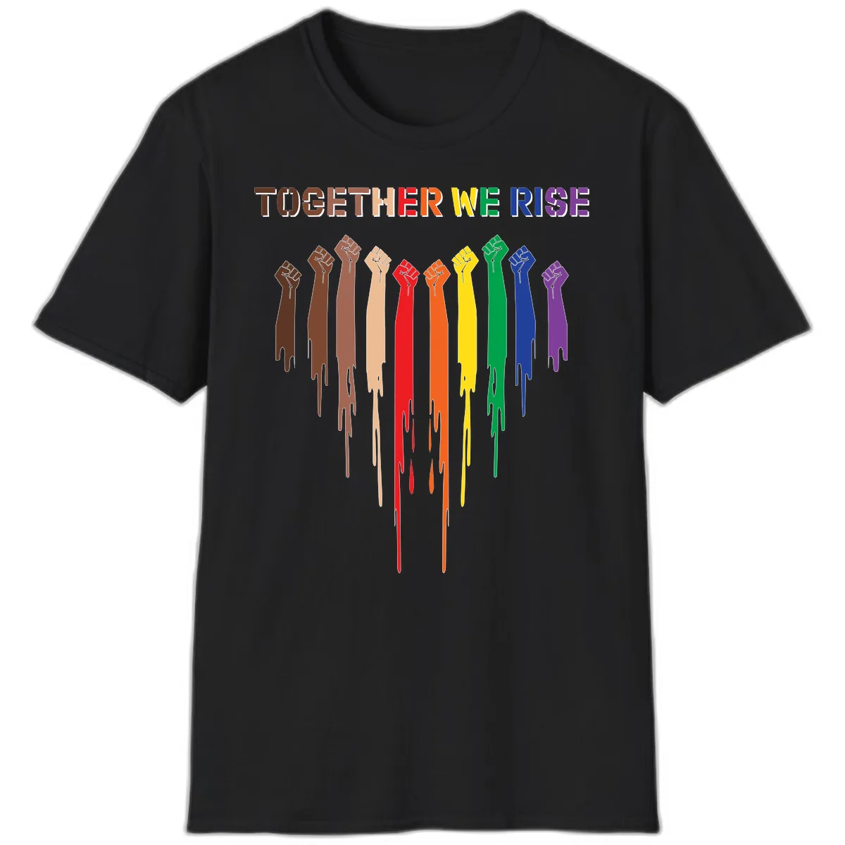 Together We Rise Unity Fists T-Shirt in Black
