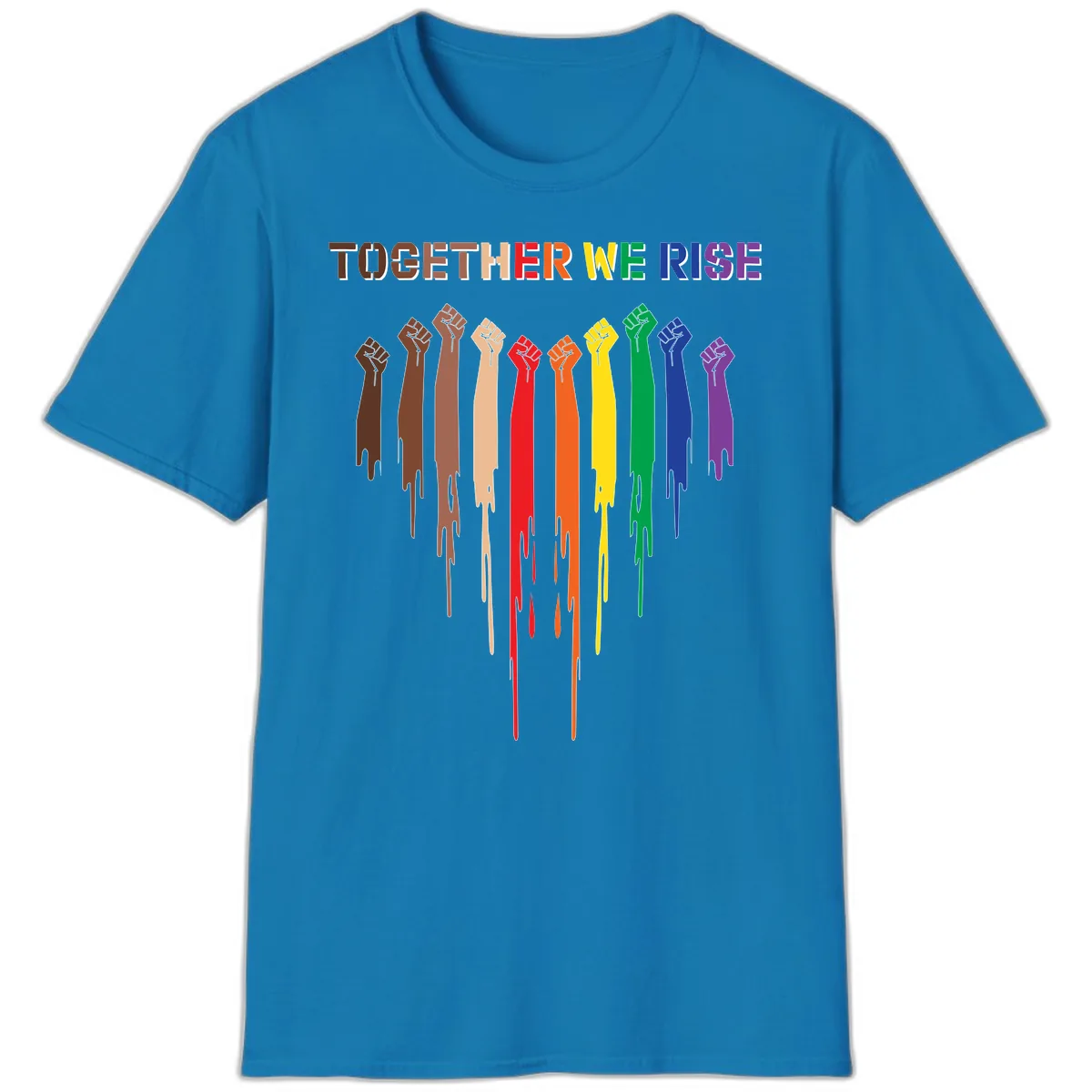Together We Rise Unity Fists T-Shirt in Sapphire