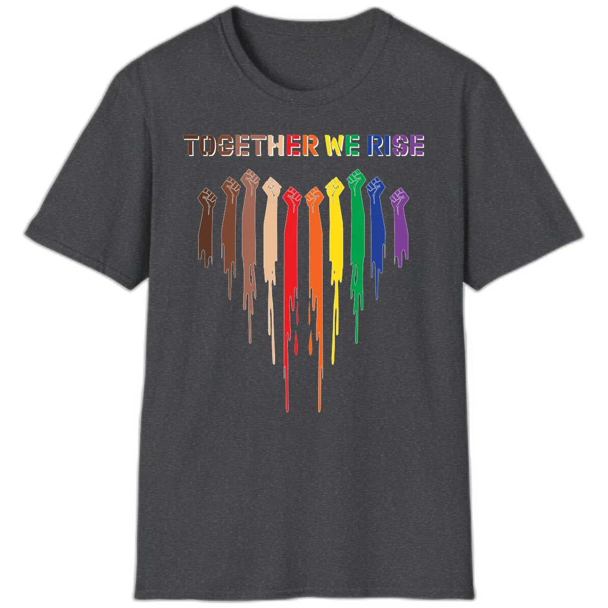 Together We Rise Unity Fists T-Shirt in Dark Heather