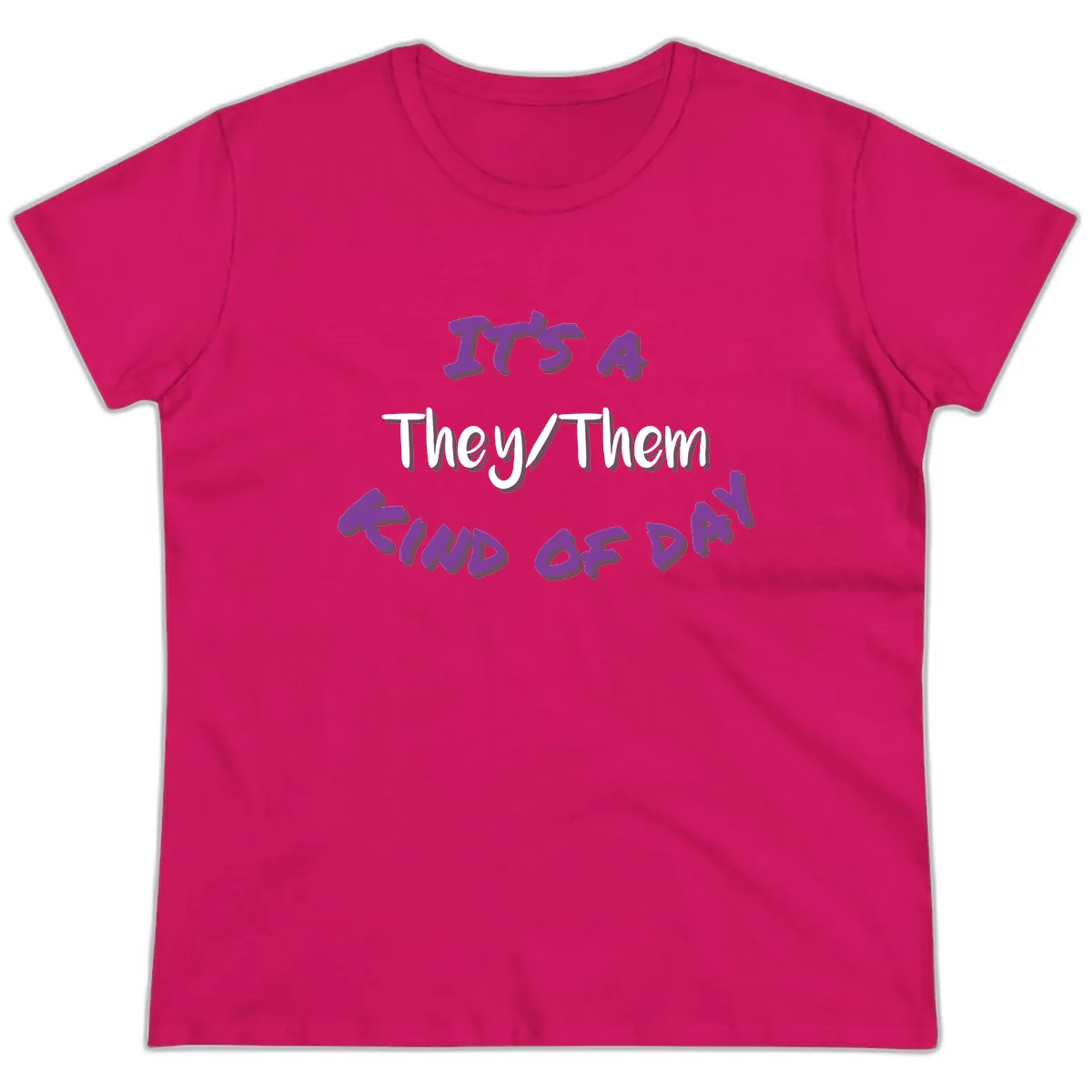 They/Them Proud Of Me Ladies Tee in Heliconia