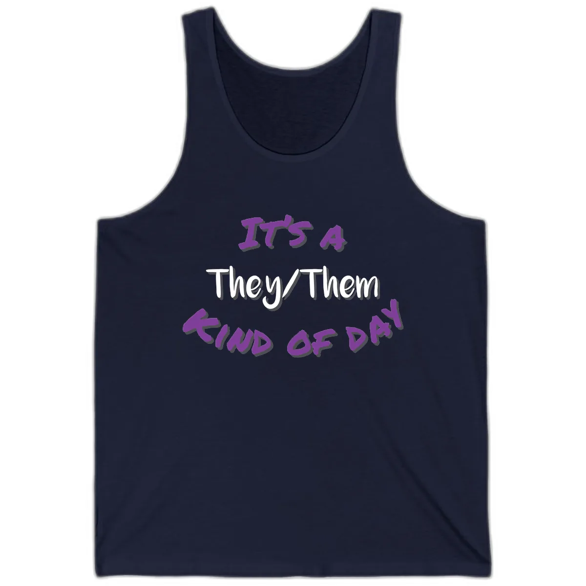 They/Them Proud Of Me Tank in Navy