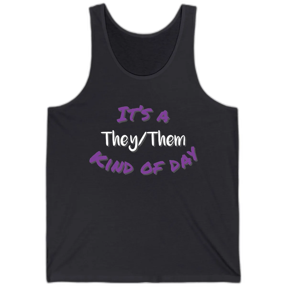 They/Them Proud Of Me Tank in Dark Grey