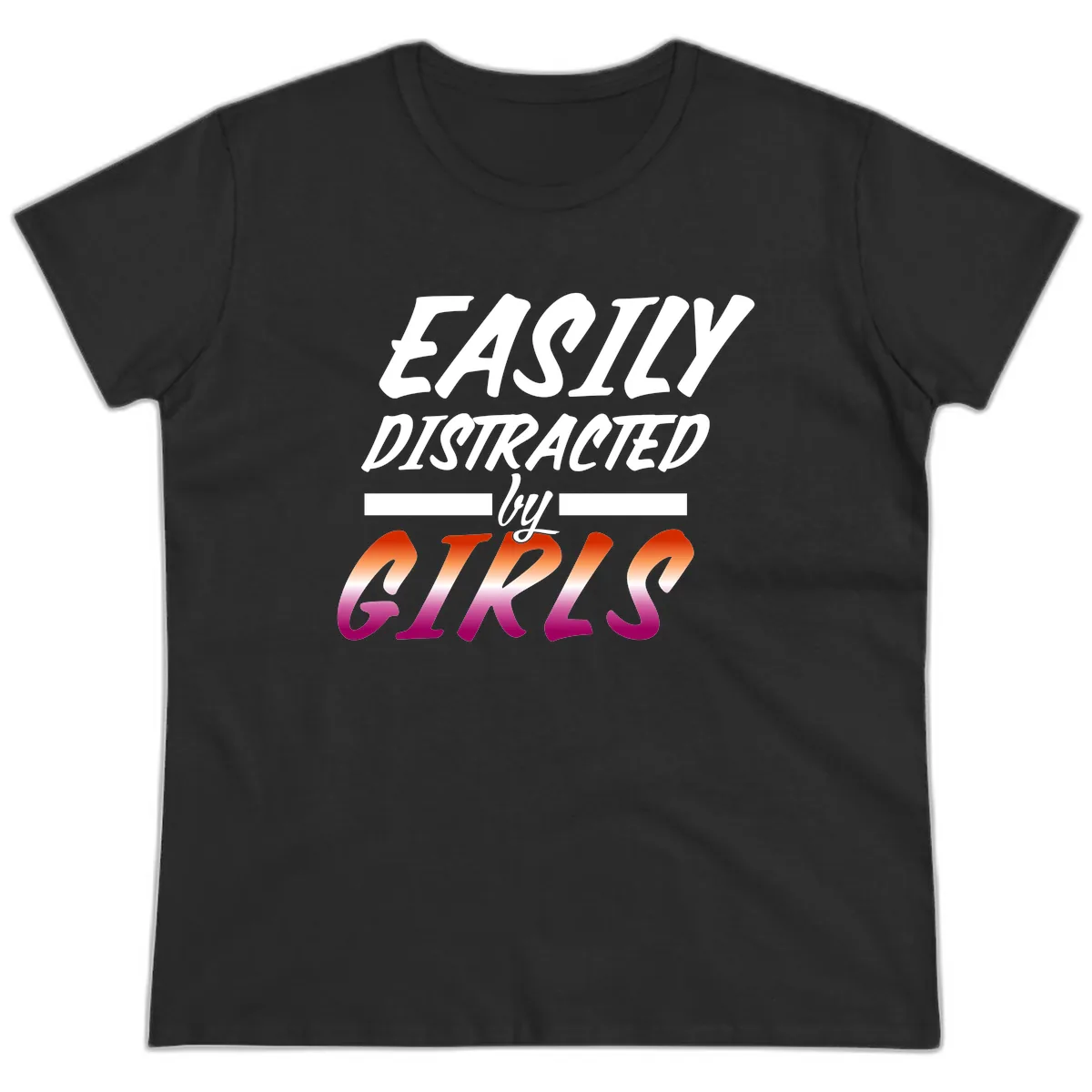 Easily Distracted by Giks Ladies Tee in Black