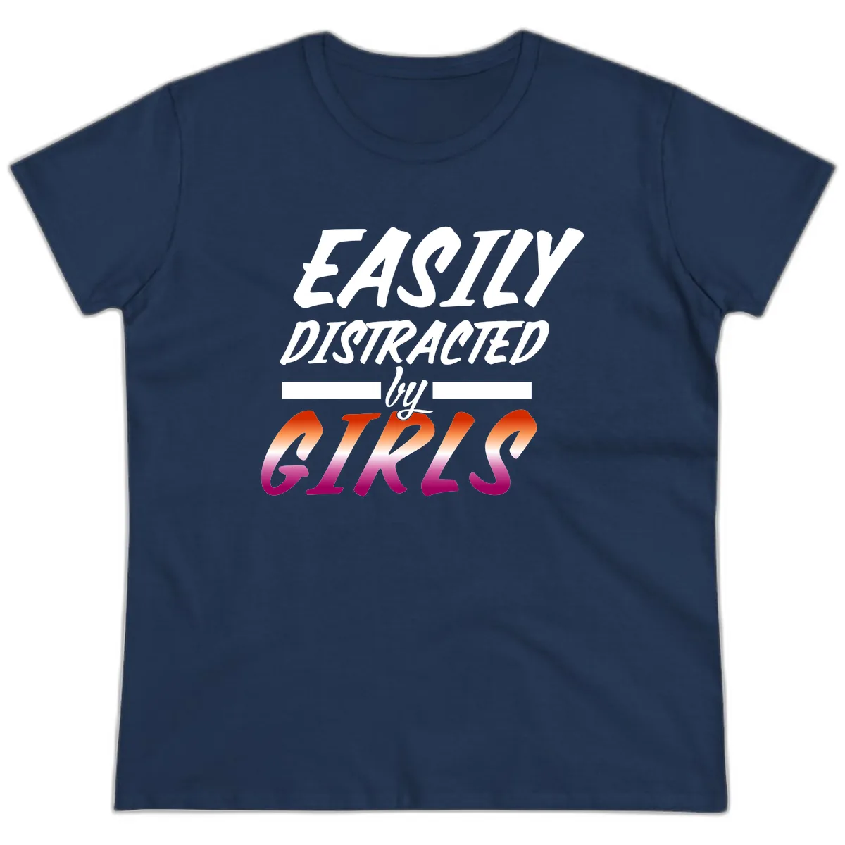 Easily Distracted by Giks Ladies Tee in Navy