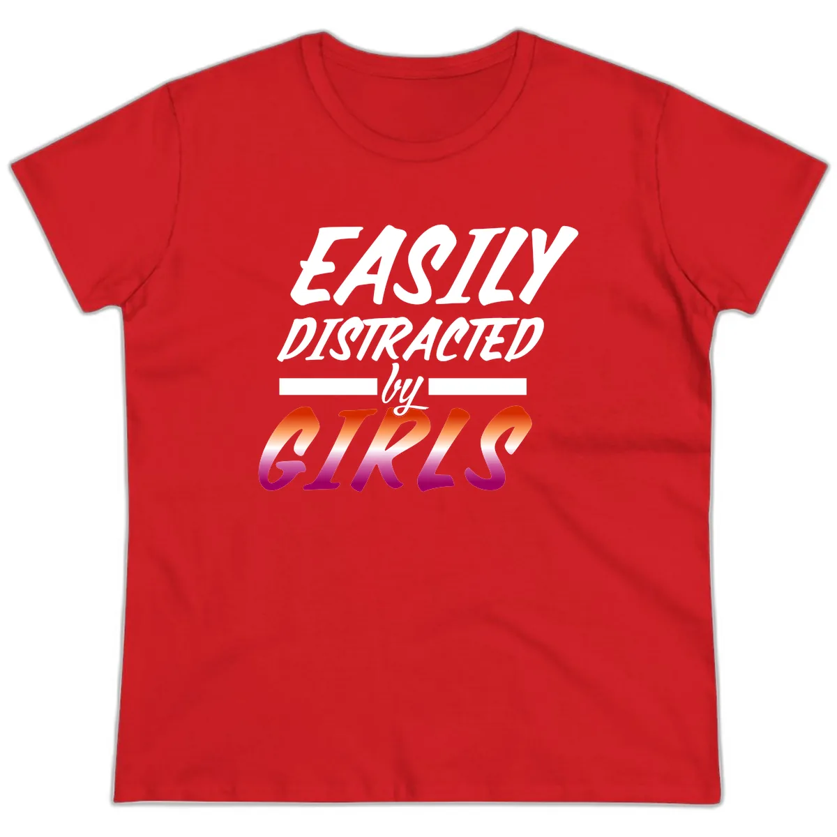 Easily Distracted by Giks Ladies Tee in Red