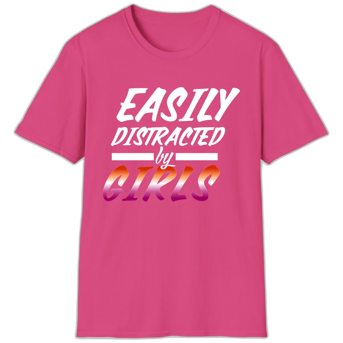 Easily Distracted by Giks T-Shirt in Heliconia