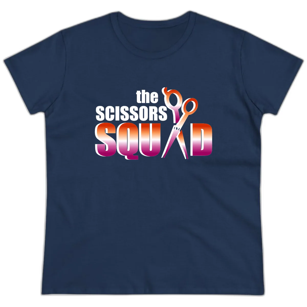 The Scissors Squad Ladies Tee in Navy