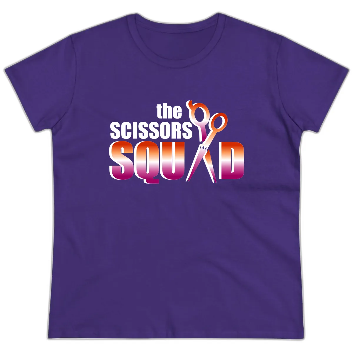 The Scissors Squad Ladies Tee in Purple