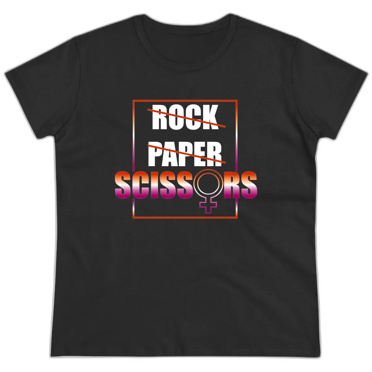Rock Paper Scissors Pride Ladies Tee in Black