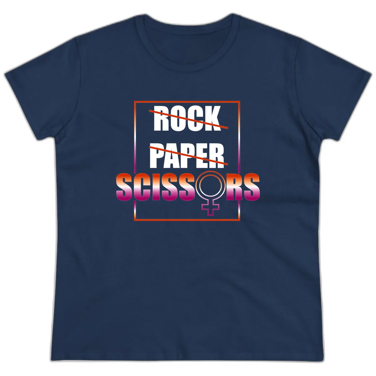 Rock Paper Scissors Pride Ladies Tee in Navy