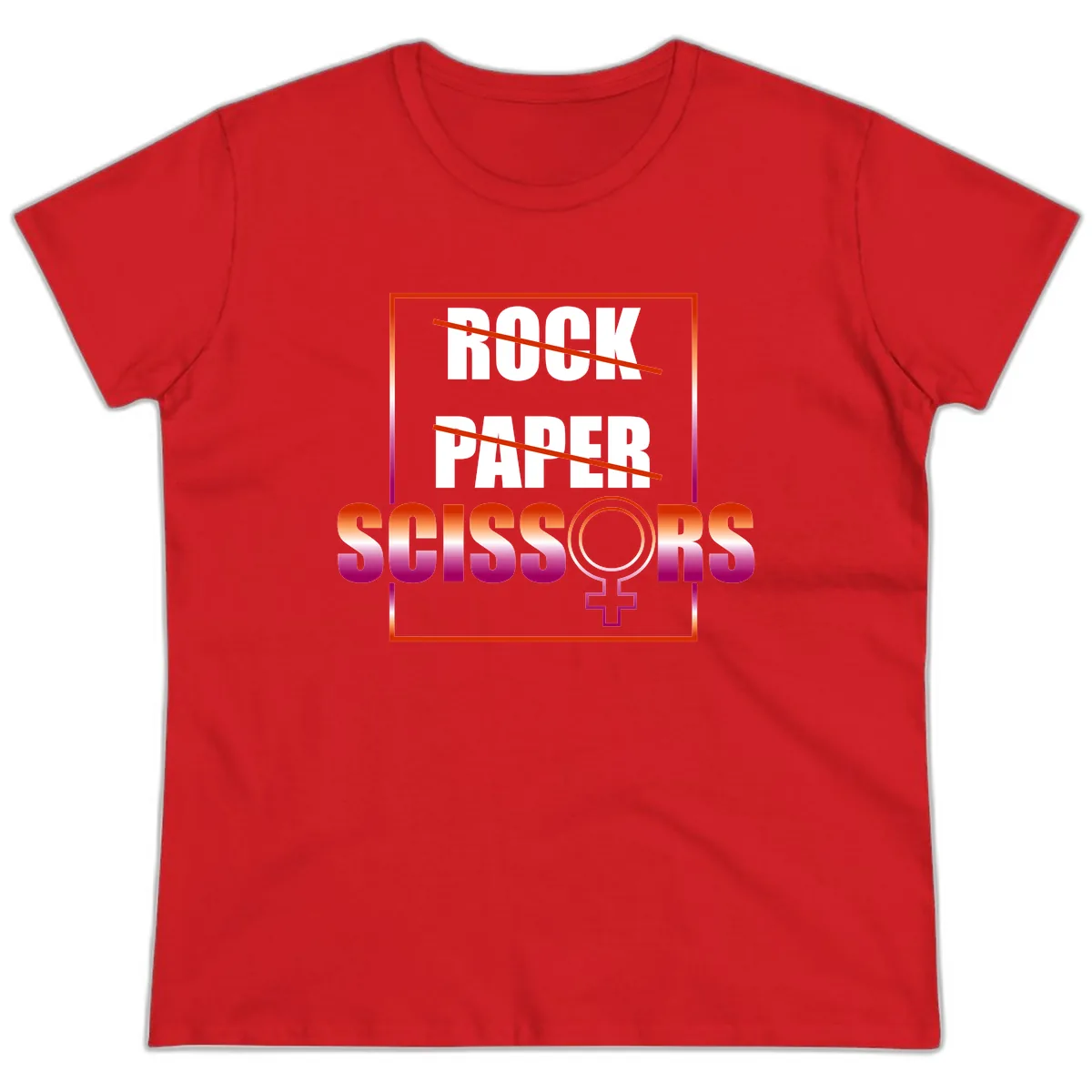 Rock Paper Scissors Pride Ladies Tee in Red