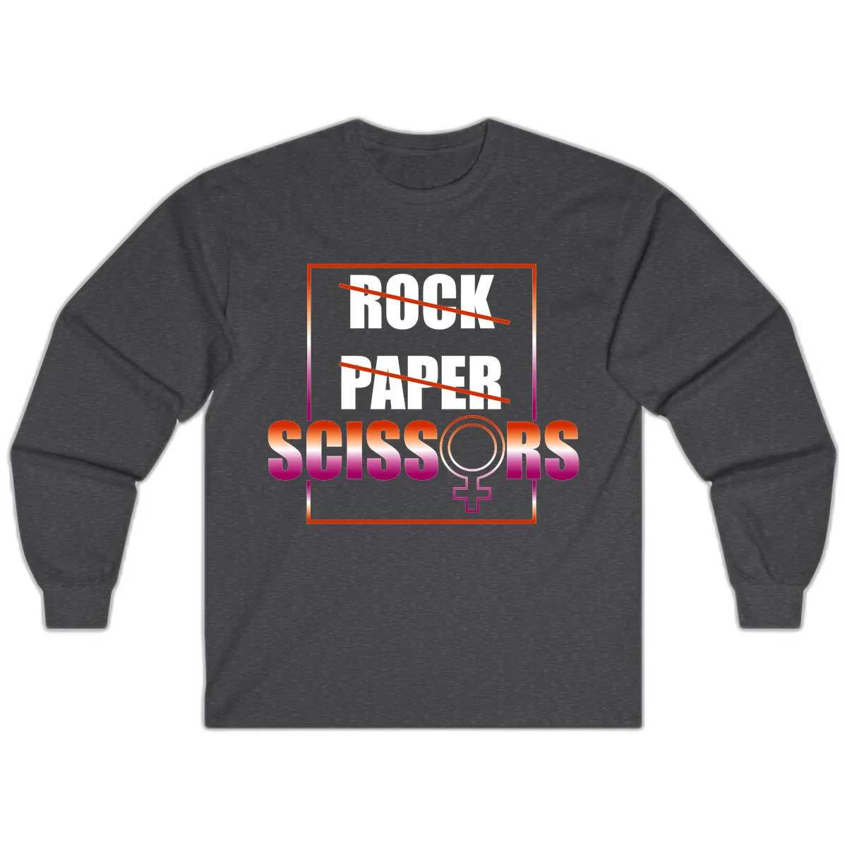 Rock Paper Scissors Pride Long Sleeve in Dark Heather