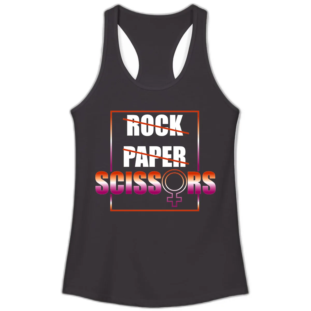 Rock Paper Scissors Pride Ladies Tank in Black