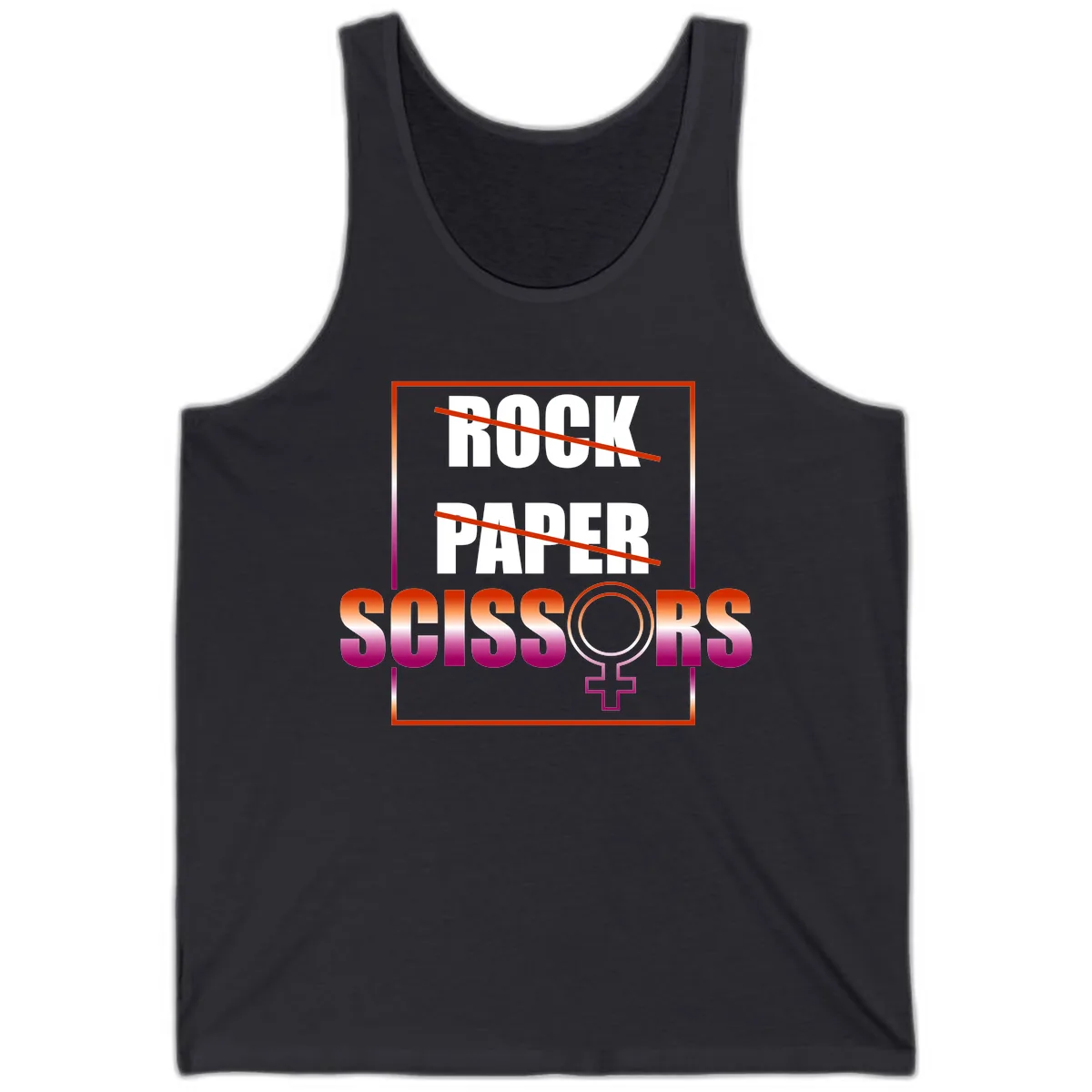 Rock Paper Scissors Pride Tank in Dark Grey