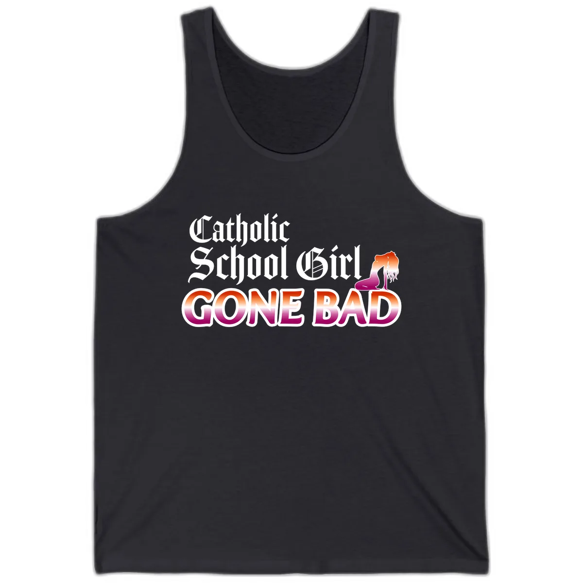 Catholic School Girl Gone Bad Tank in Dark Grey