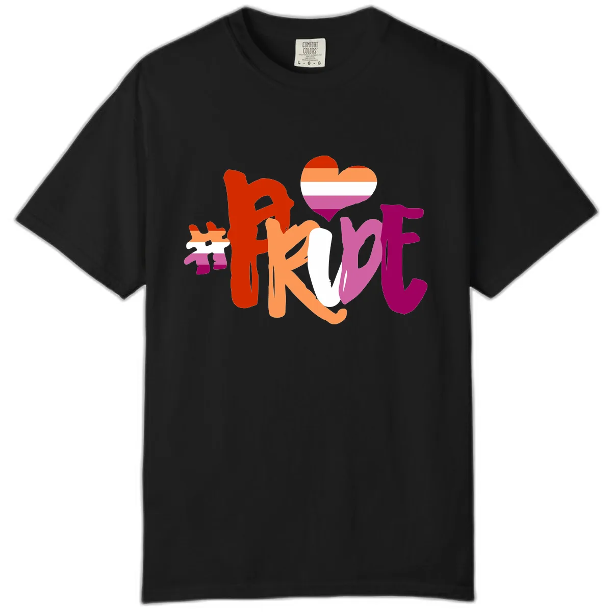 Love Pride Heart Flag Design Comfort Color in Black
