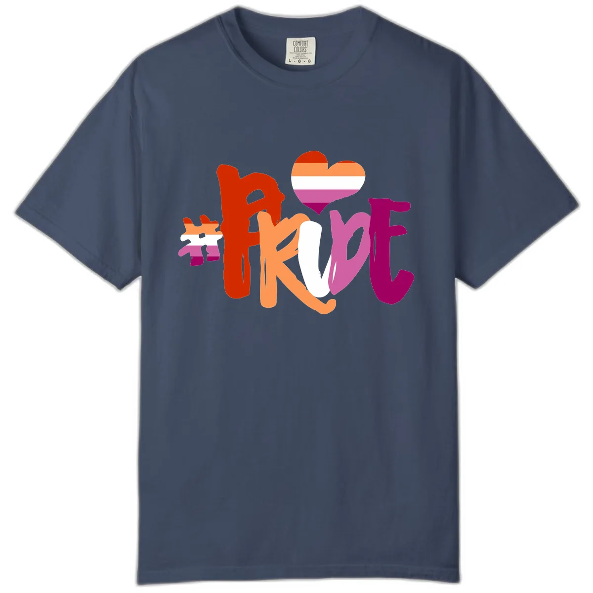 Love Pride Heart Flag Design Comfort Color in Midnight