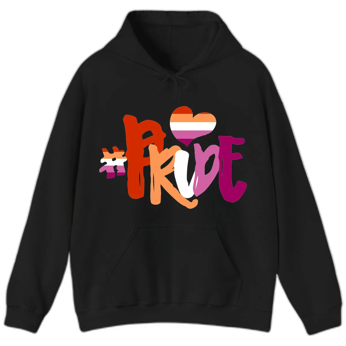 Love Pride Heart Flag Design Hoodie in Black