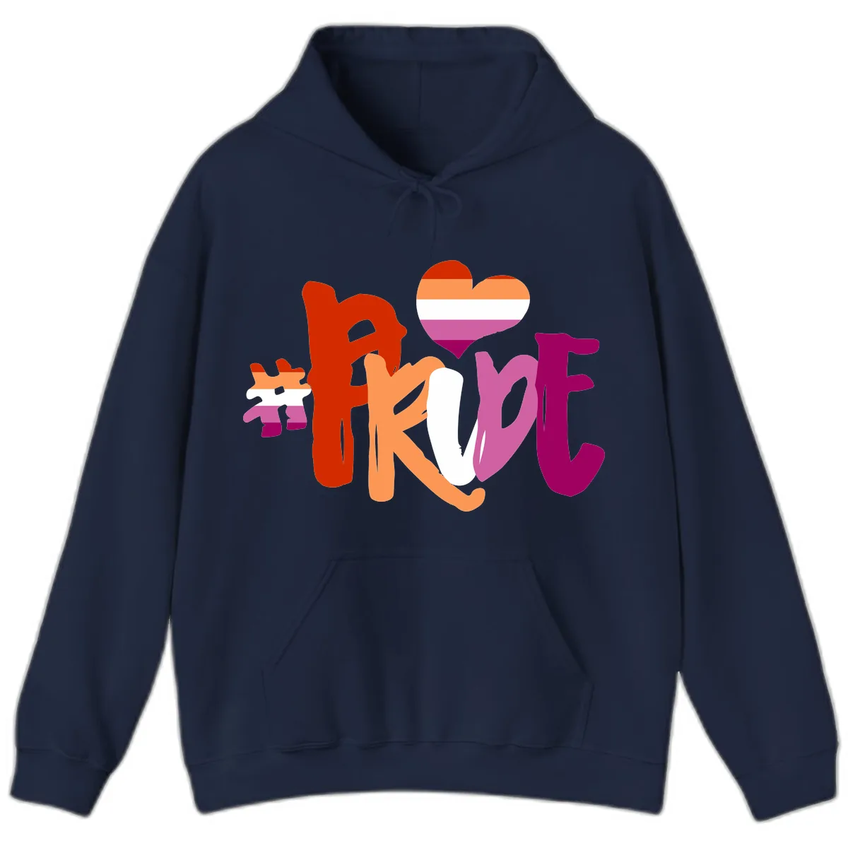 Love Pride Heart Flag Design Hoodie in Navy