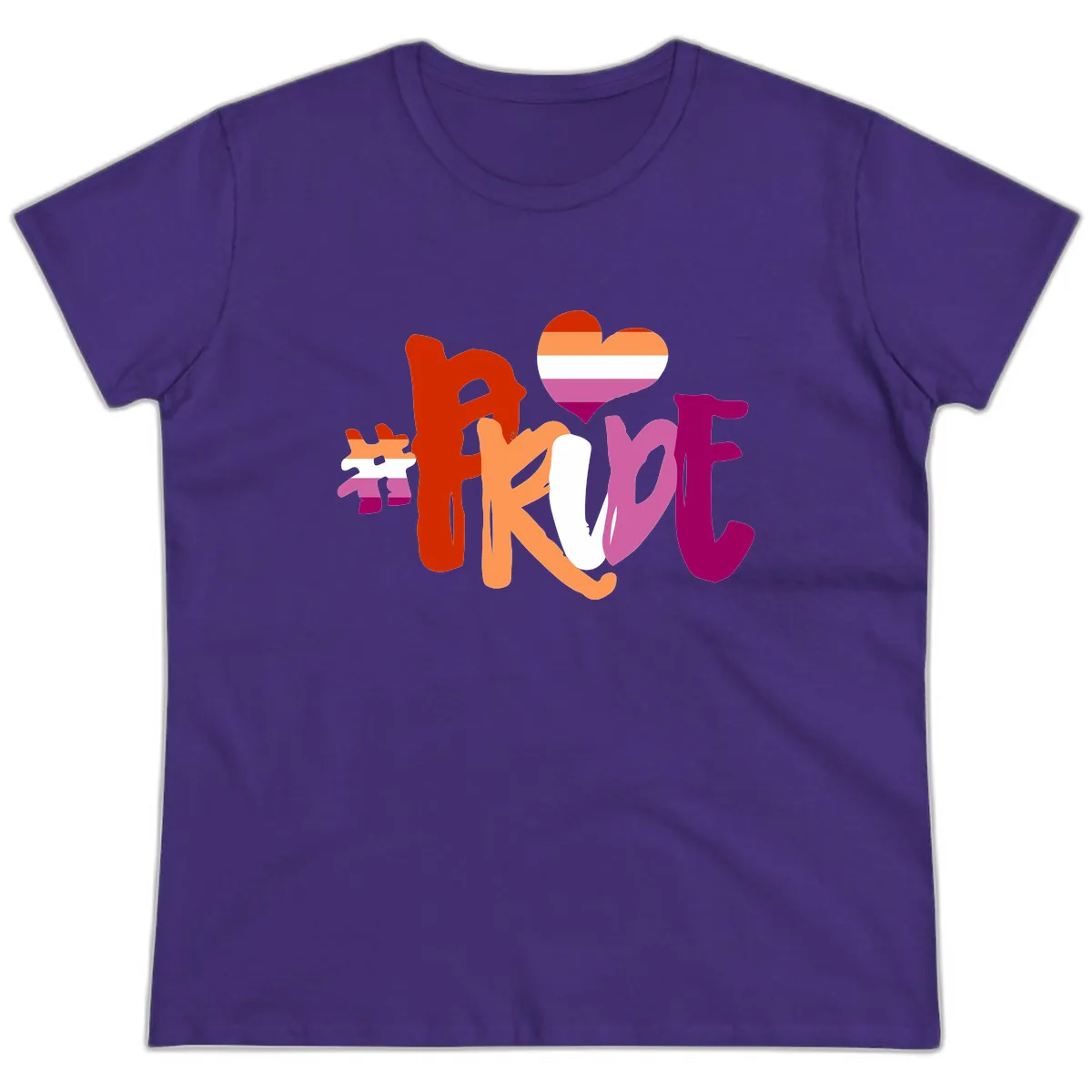 Love Pride Heart Flag Design Ladies Tee in Purple