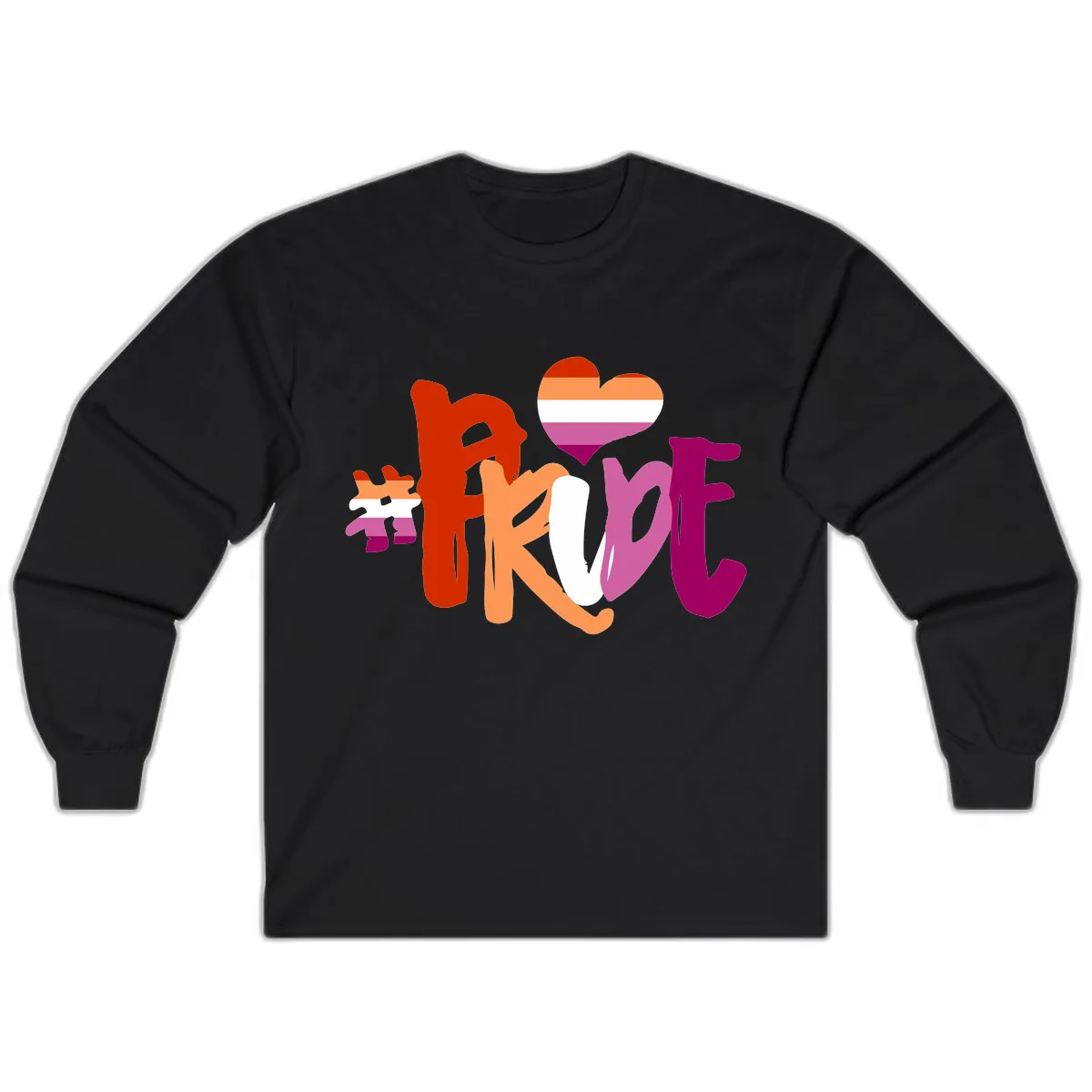 Love Pride Heart Flag Design Long Sleeve in Black