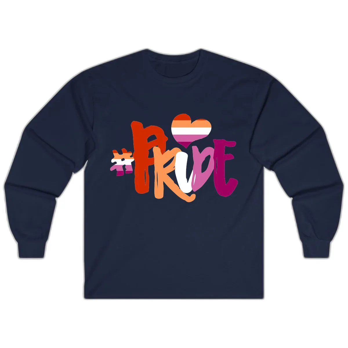 Love Pride Heart Flag Design Long Sleeve in Navy