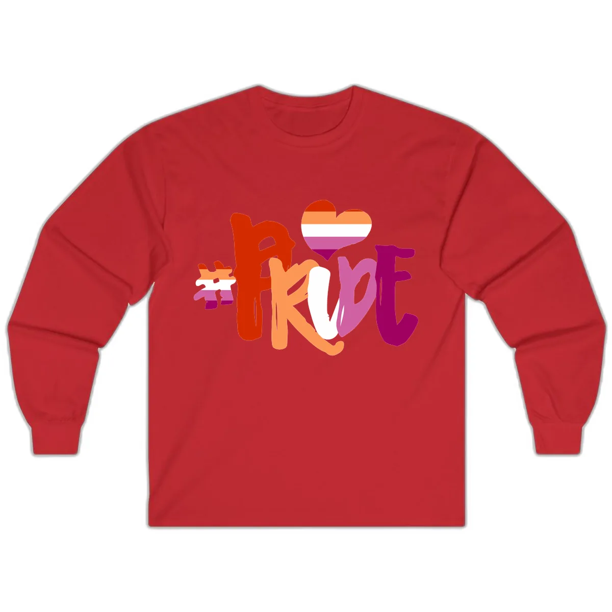 Love Pride Heart Flag Design Long Sleeve in Red